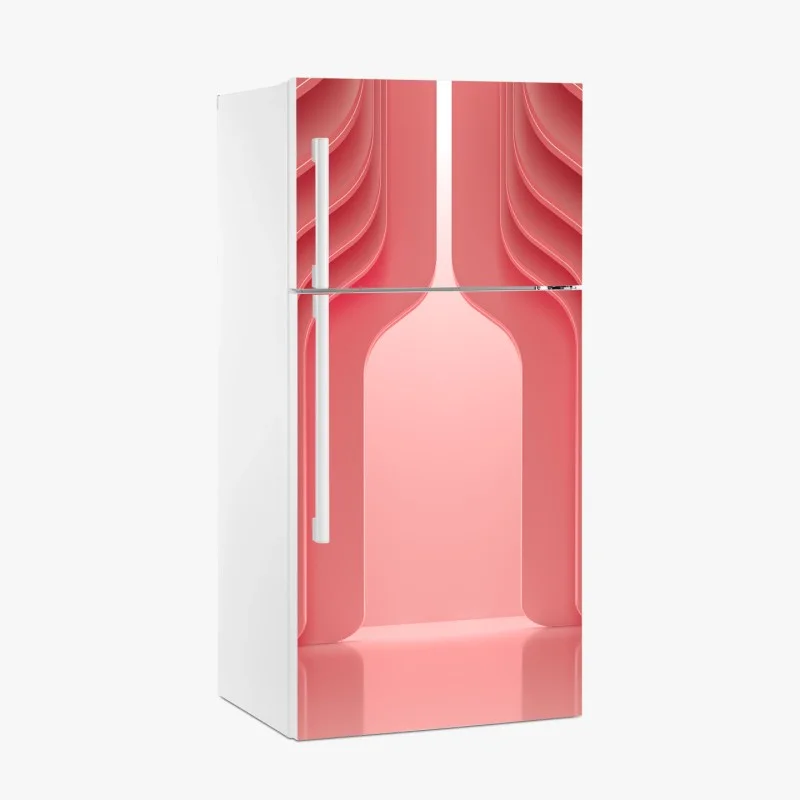 Adesivo per frigorifero interno rosa corallo con archi ondulati