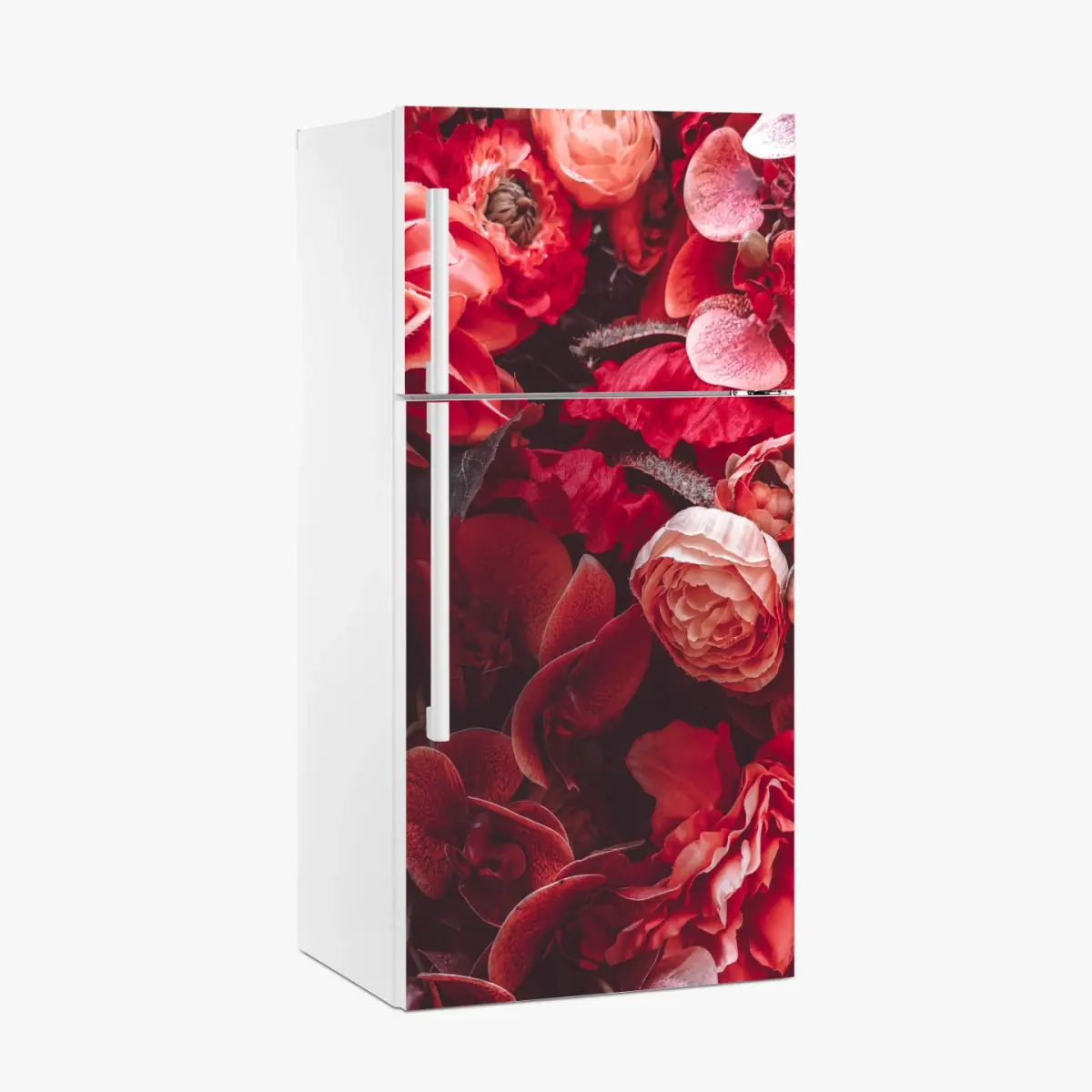 Adesivo per frigorifero composizione floreale rossa e lussuosa • Wallissimo®