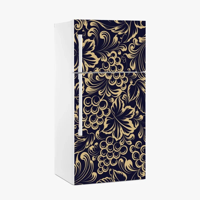 Adesivo per frigorifero elegante motivo barocco con grappoli d'uva