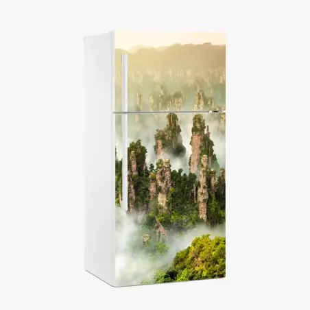 Adesivo per frigorifero panorama mistico dei pinnacoli di Zhangjiajie • Wallissimo®