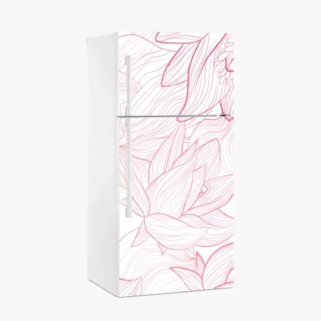 Adesivo per frigorifero motivo floreale rosa a linee sottili • Wallissimo®