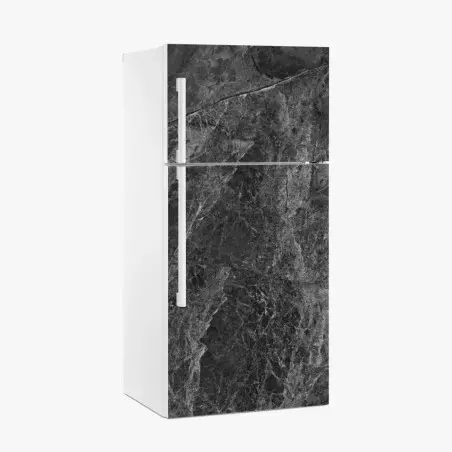 Adesivo per frigorifero marmo nero venato elegante • Wallissimo®