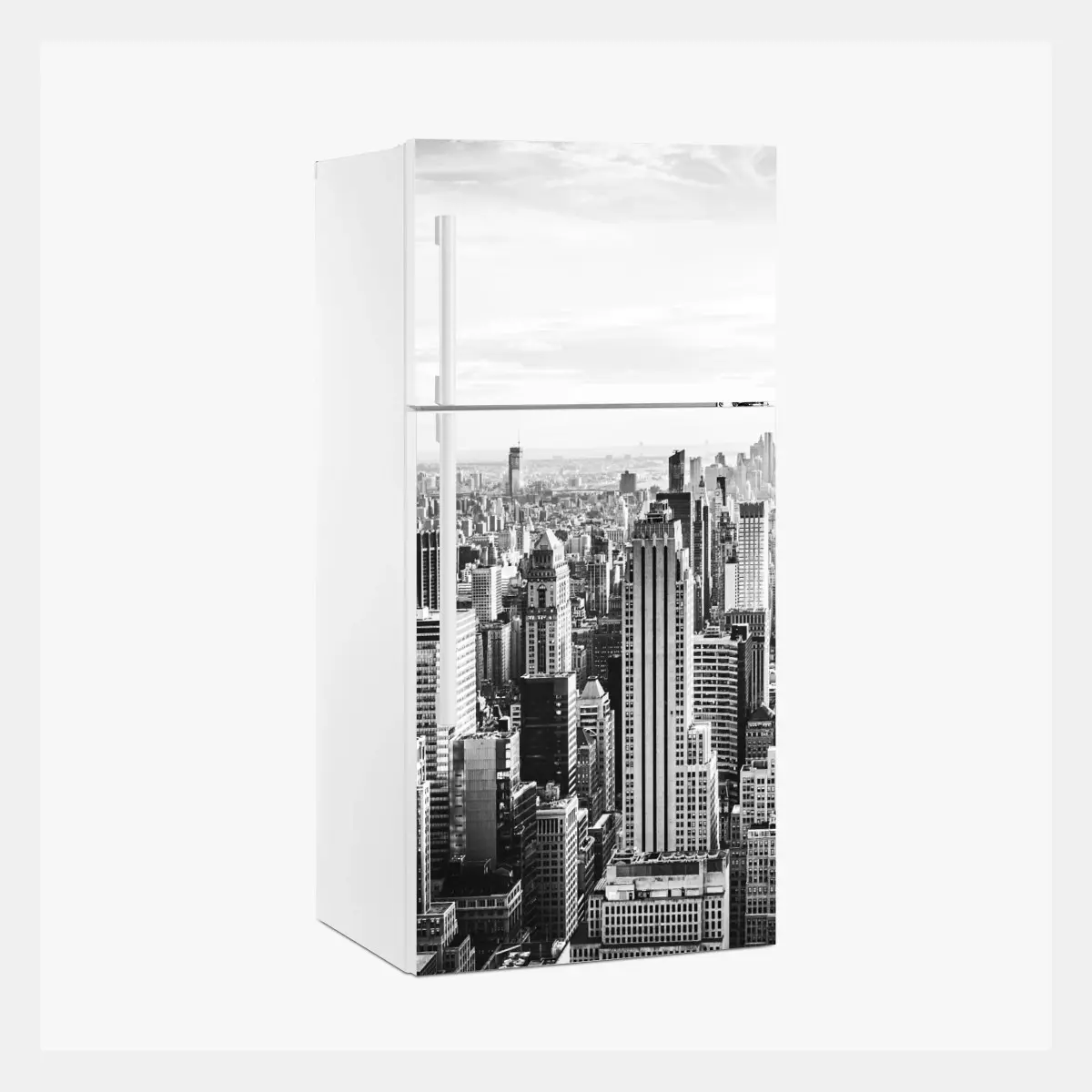 Adesivo per frigorifero panorama urbano di New York in bianco e nero • Wallissimo®