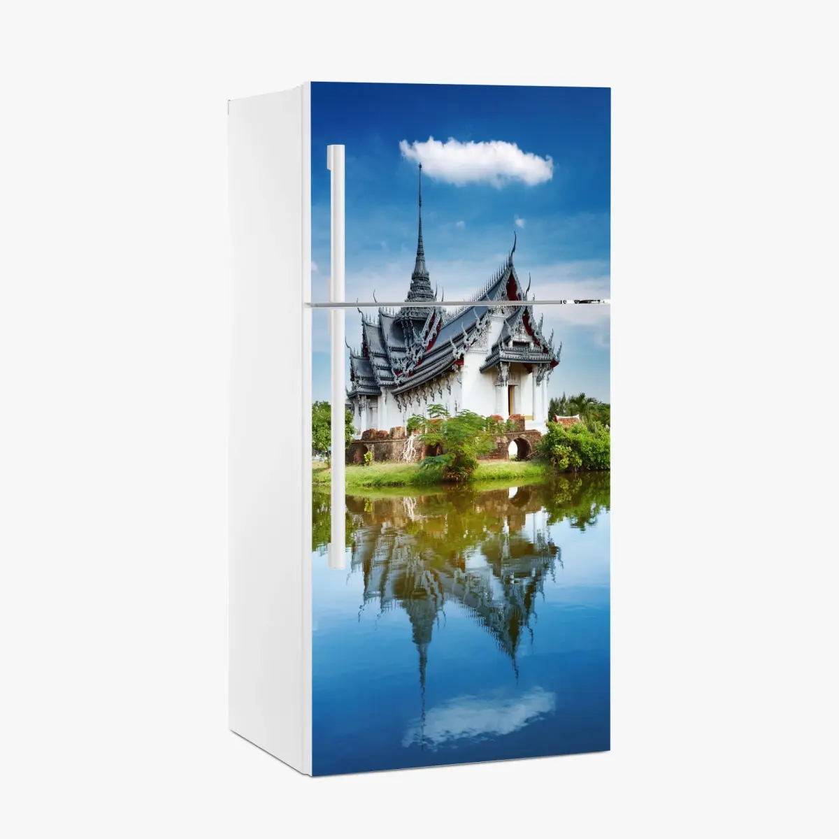 Adesivo per frigorifero palazzo Sanphet Prasat: riflessi sul lago • Wallissimo® Adesivo per frigorifero palazzo Sanphet Prasat: riflessi sul lago • Wallissimo®