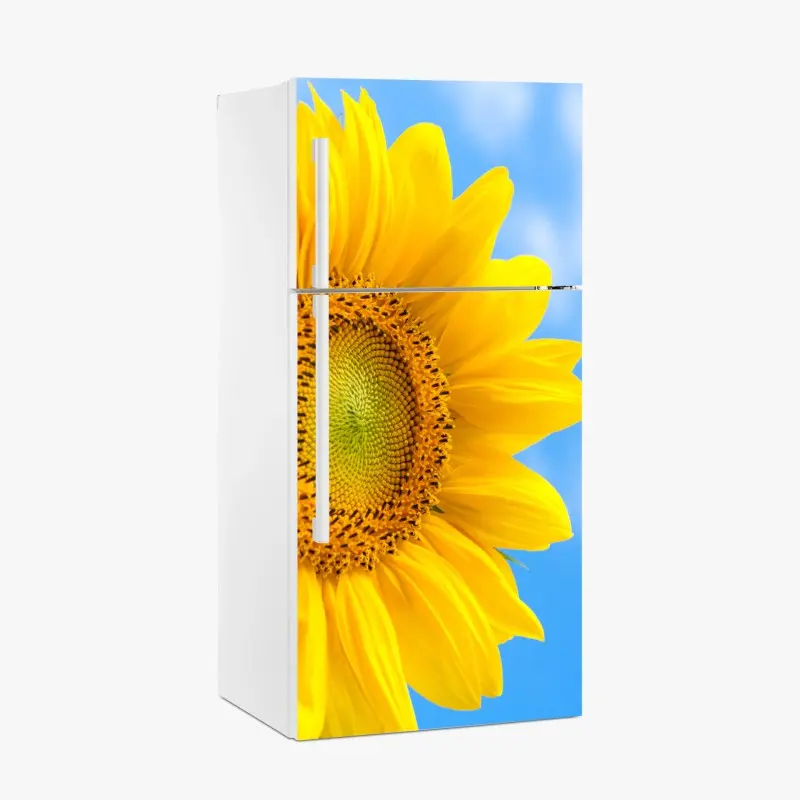 Adesivo per frigorifero girasole brillante su cielo azzurro