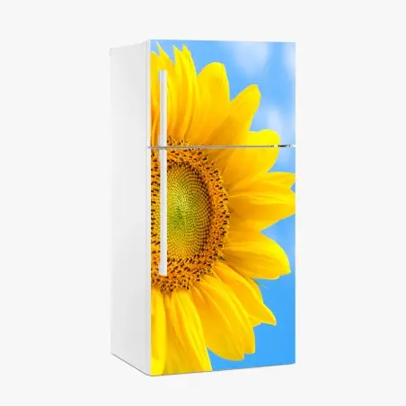 Adesivo per frigorifero girasole brillante su cielo azzurro • Wallissimo®