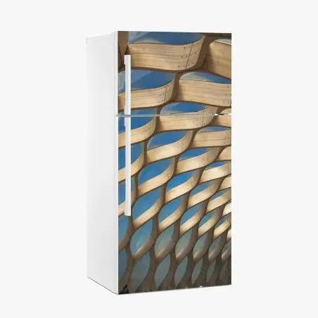 Adesivo per frigorifero struttura a nido d'ape in legno di Chicago • Wallissimo®