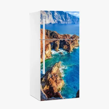 Adesivo per frigorifero scogliera vulcanica a Punto Teno, Tenerife • Wallissimo®