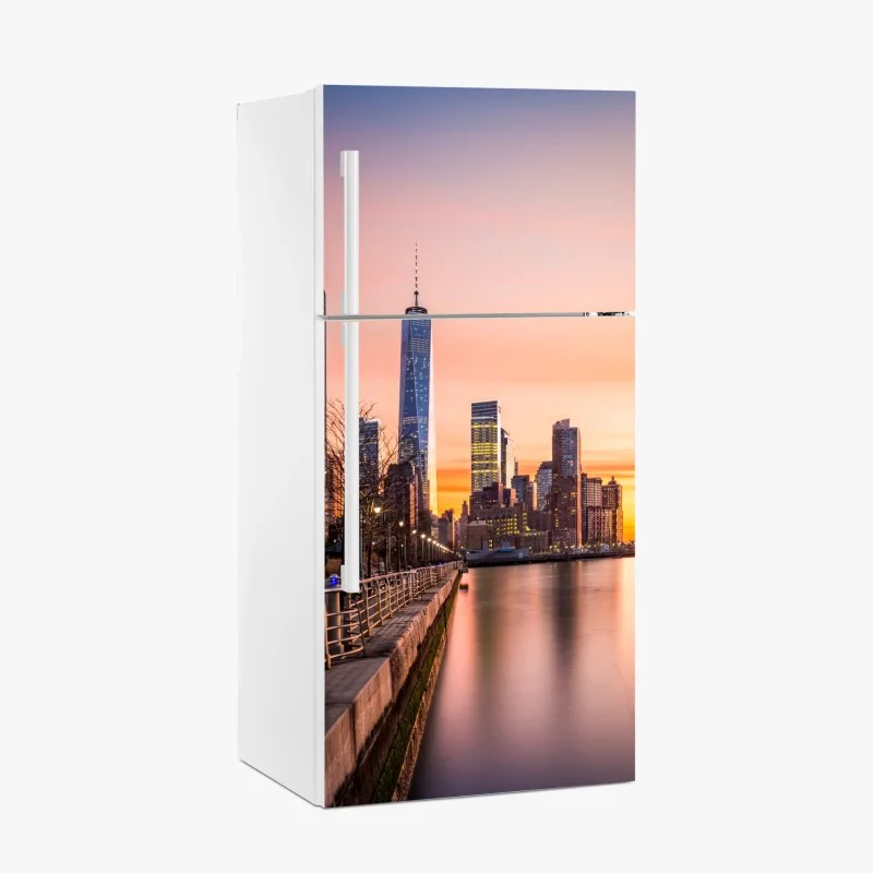 Adesivo per frigorifero tramonto su Lower Manhattan dalla passeggiata del Hudson River Park