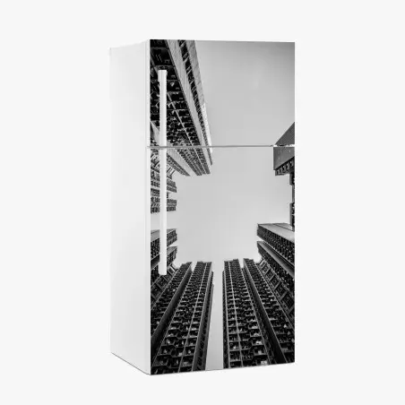 Adesivo per frigorifero geometrie verticali della città • Wallissimo®