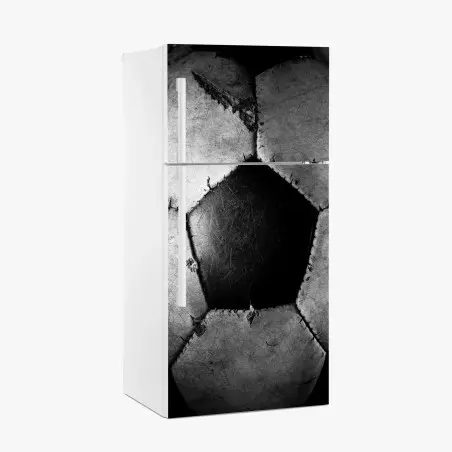 Adesivo per frigorifero dettaglio vintage di pallone da calcio in bianco e nero • Wallissimo®