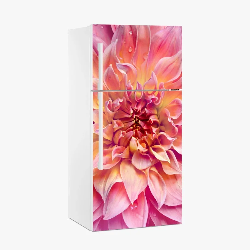 Adesivo per frigorifero dettaglio floreale nei toni rosa e gialli