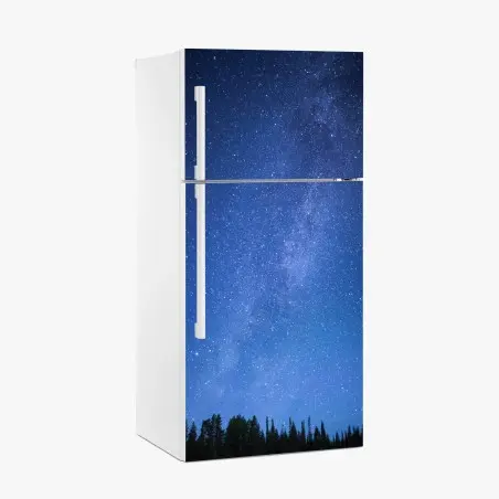 Adesivo per frigorifero notte stellata sulla foresta • Wallissimo®