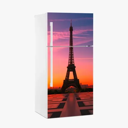 Adesivo per frigorifero tramonto sulla Torre Eiffel a Parigi • Wallissimo®