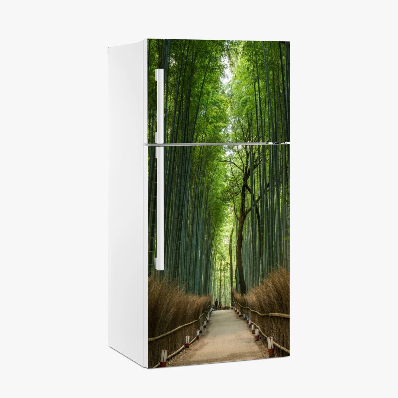 Adesivo per frigorifero sentiero nella foresta di bambù