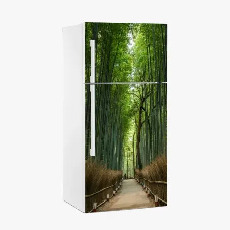 Adesivo per frigorifero sentiero nella foresta di bambù • Wallissimo®