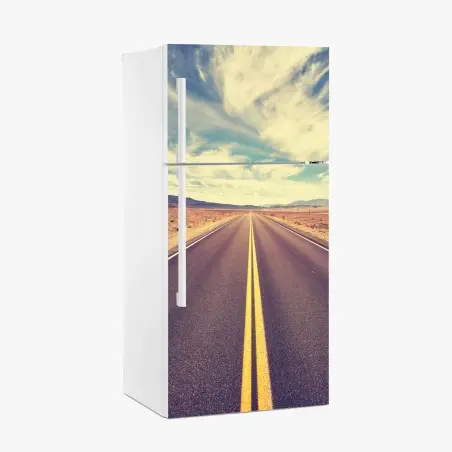 Adesivo per frigorifero strada infinita nel deserto della Valle della Morte, California • Wallissimo®