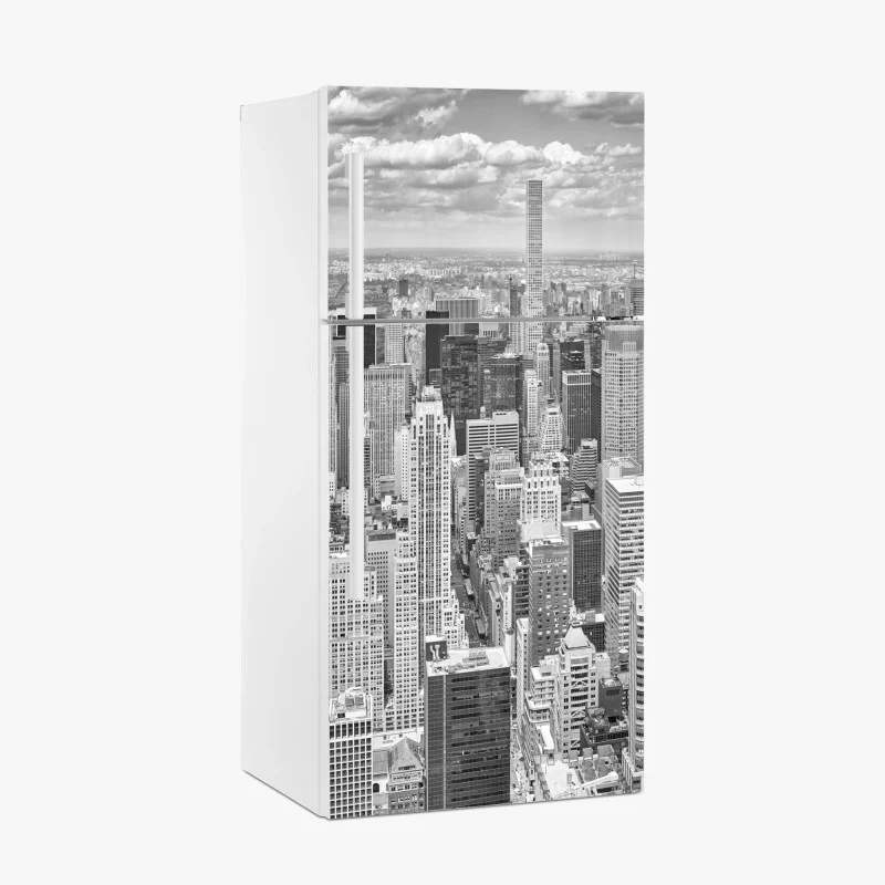 Adesivo per frigorifero skyline iconico di New York in bianco e nero