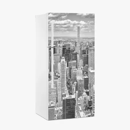 Adesivo per frigorifero skyline iconico di New York in bianco e nero • Wallissimo®