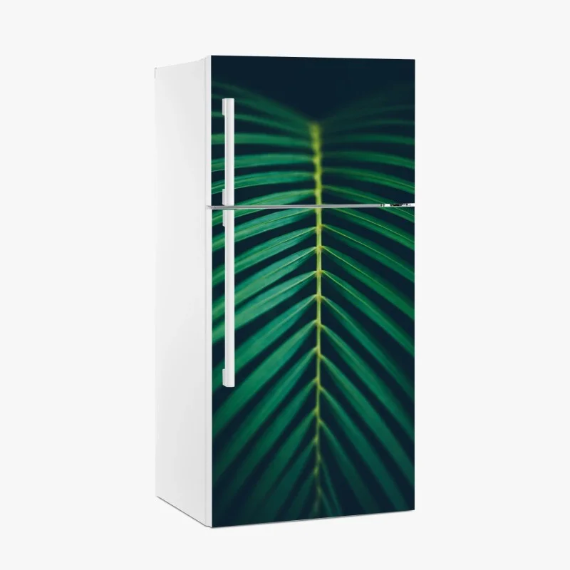 Adesivo per frigorifero foglia di palma tropicale in dettaglio