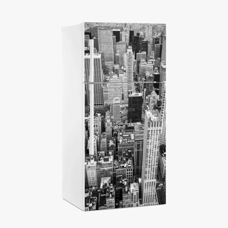 Adesivo per frigorifero vista aerea di Manhattan in bianco e nero