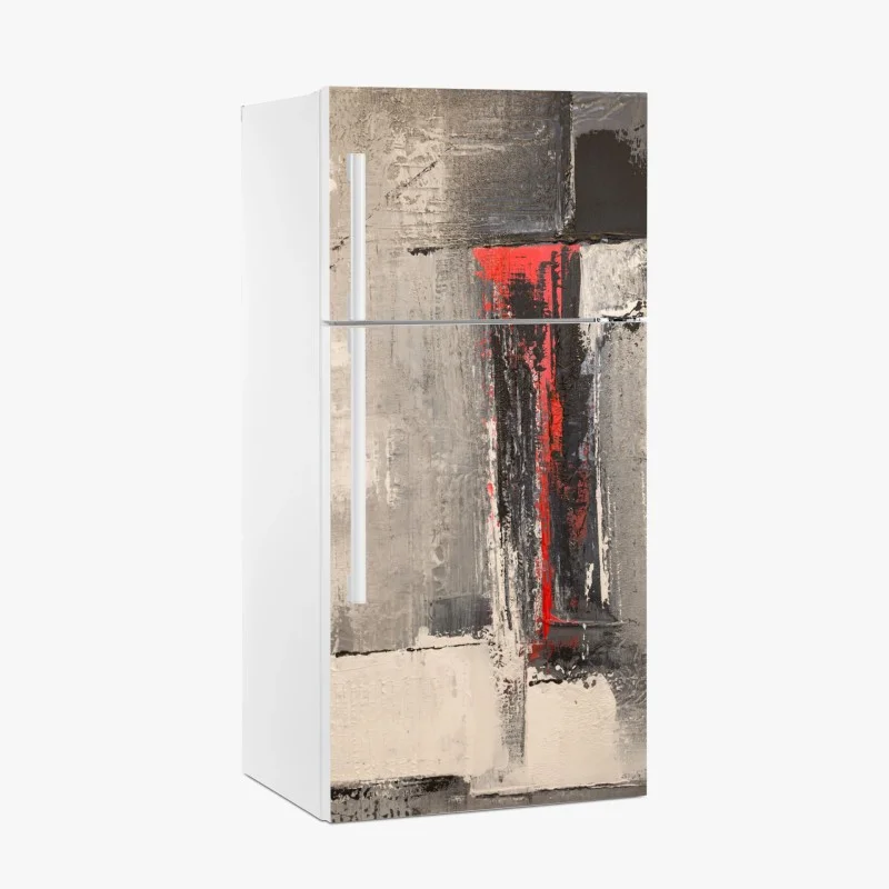 Adesivo per frigorifero flusso rosso su superfici grigie