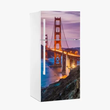 Adesivo per frigorifero tramonto sul Golden Gate vista da Baker Beach • Wallissimo®