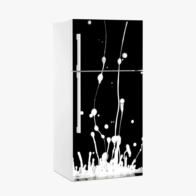 Adesivo per frigorifero danza di spruzzi bianchi su sfondo nero