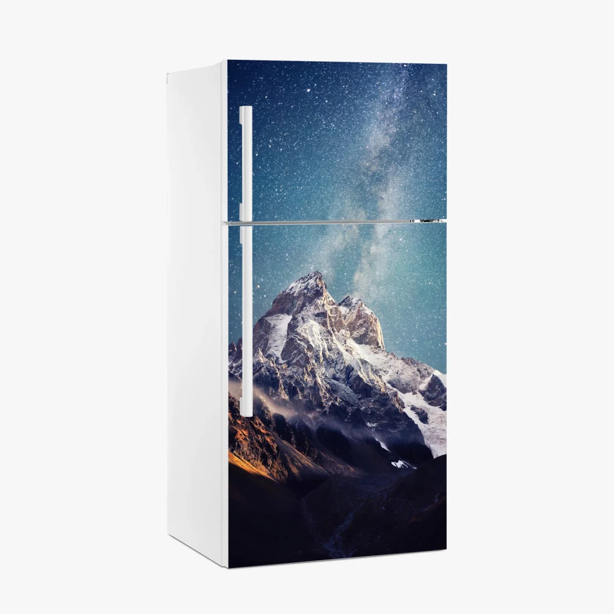 Adesivo per frigorifero montagna Ushba sotto il cielo stellato • Wallissimo® Adesivo per frigorifero montagna Ushba sotto il cielo stellato • Wallissimo®