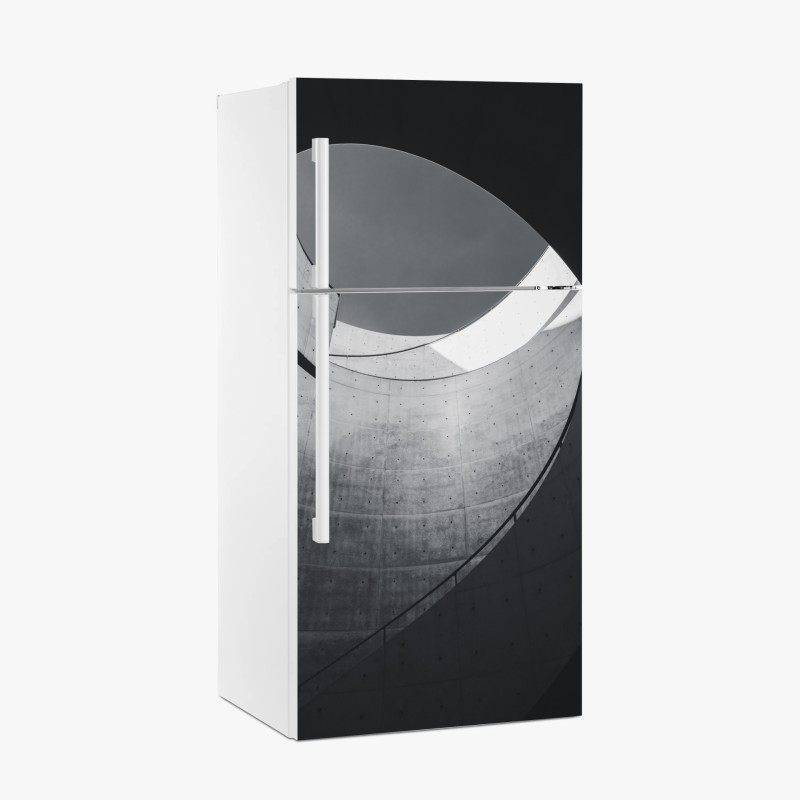 Adesivo per frigorifero curve di cemento: eleganza architettonica minimal
