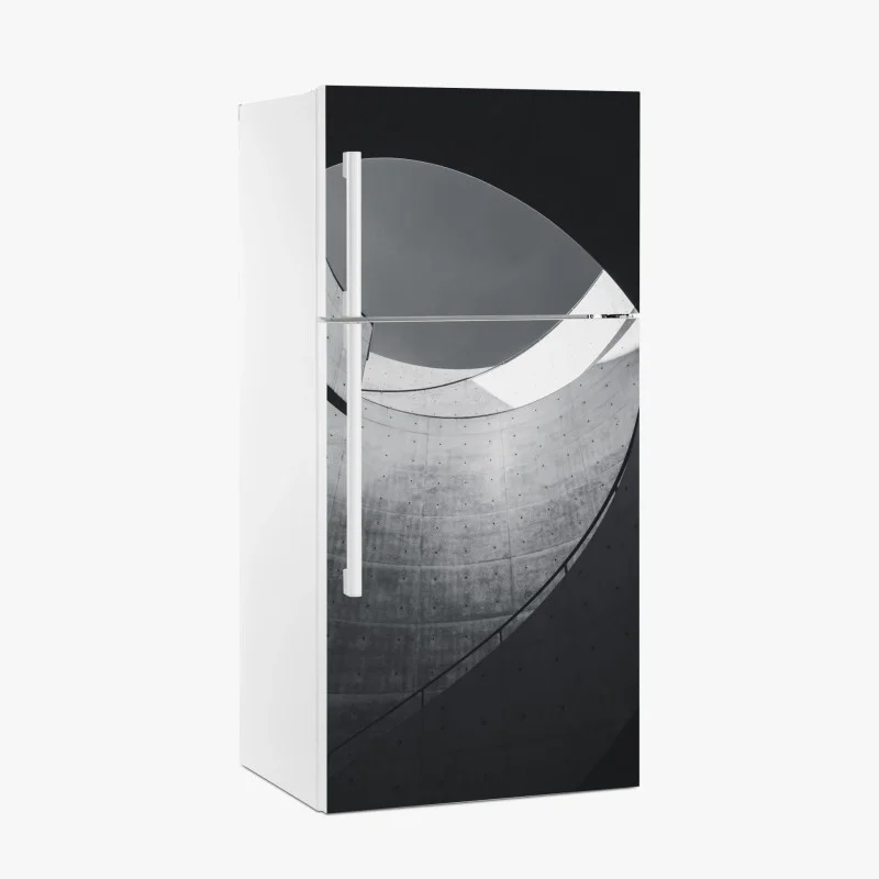Adesivo per frigorifero curve di cemento: eleganza architettonica minimal