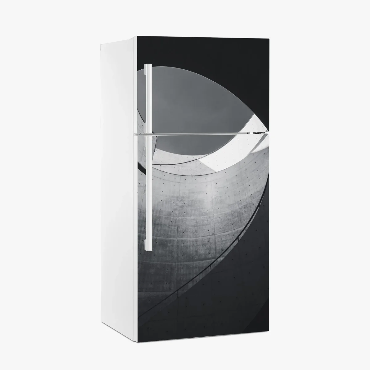 Adesivo per frigorifero curve di cemento: eleganza architettonica minimal • Wallissimo® Adesivo per frigorifero curve di cemento: eleganza architettonica minimal • Wallissimo®