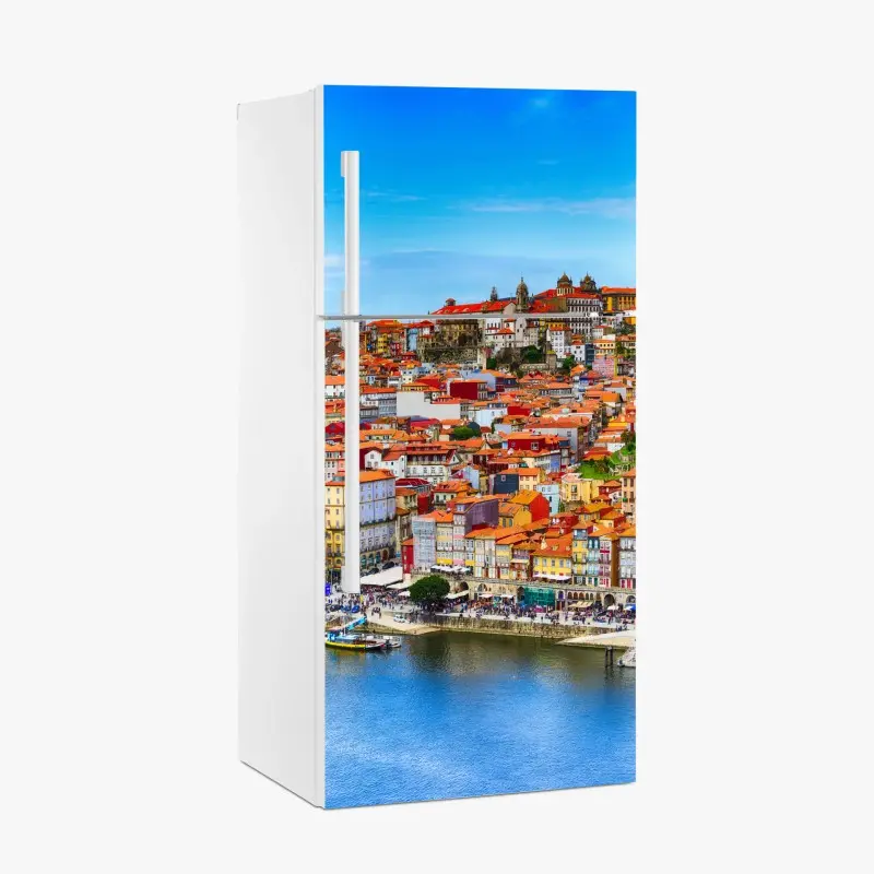 Adesivo per frigorifero panorama colorato di Porto sul fiume Douro