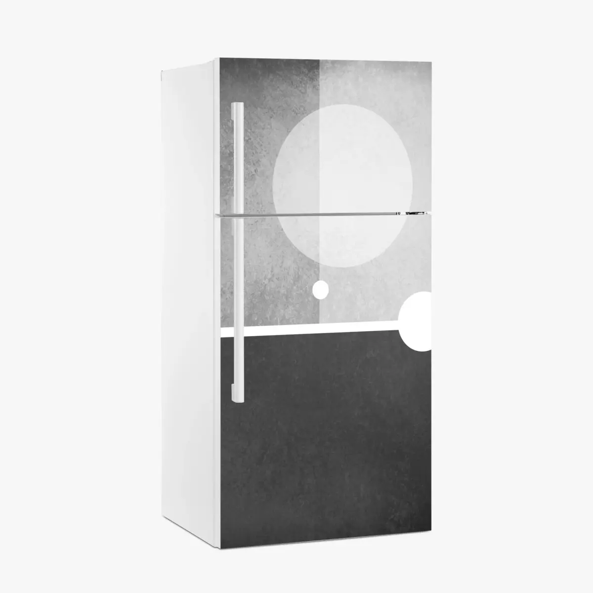 Adesivo per frigorifero composizione geometrica in bianco e nero • Wallissimo®