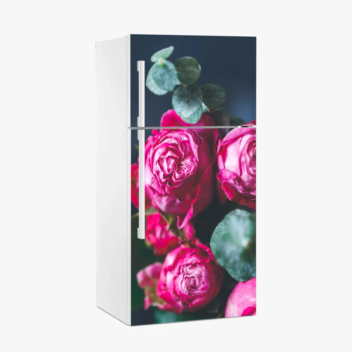 Adesivo per frigorifero bouquet di rose rosa in macro • Wallissimo®