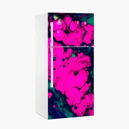 Adesivo per frigorifero astrazione fluida rosa e smeraldo • Wallissimo®