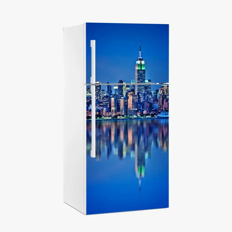 Adesivo per frigorifero riflessi notturni sullo skyline di New York
