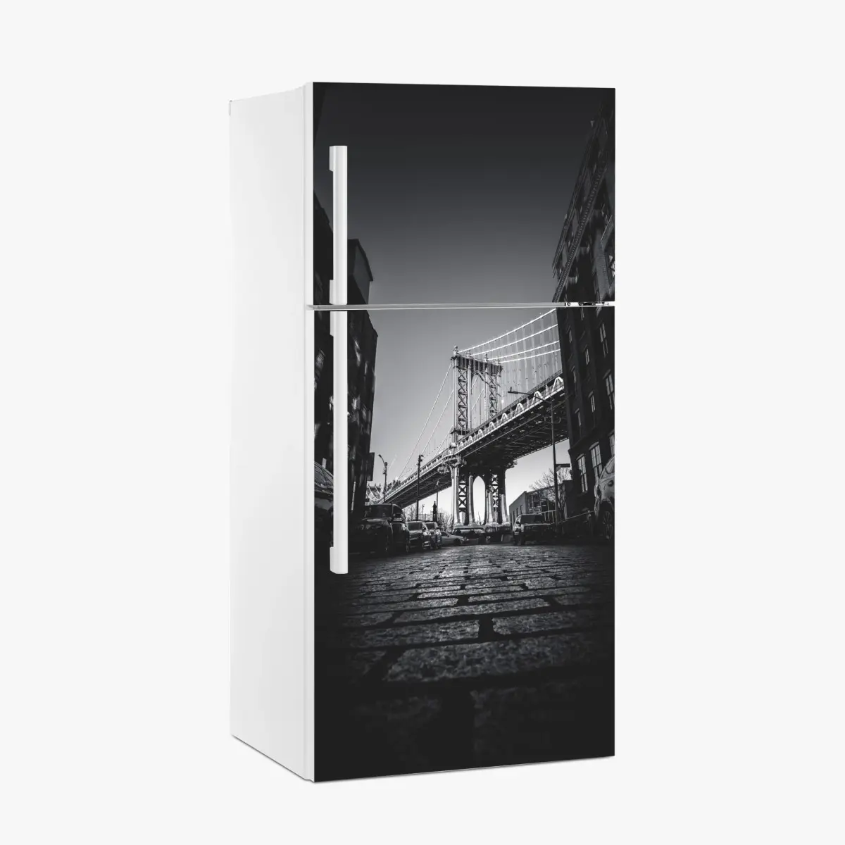 Adesivo per frigorifero panorama urbano sotto il ponte di Manhattan • Wallissimo®