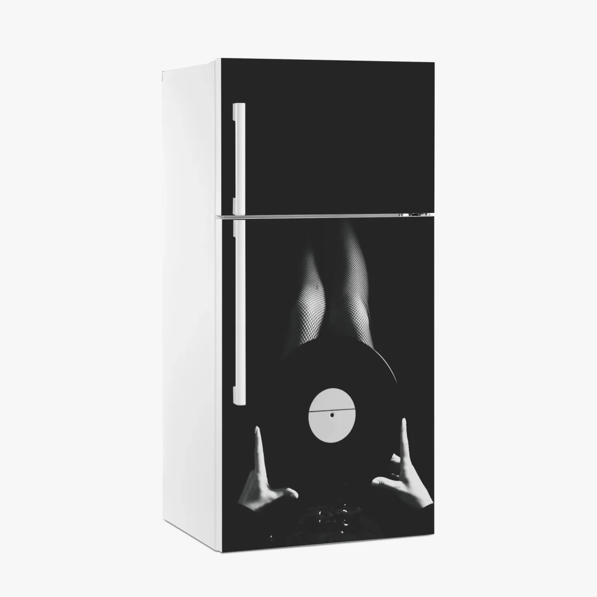 Adesivo per frigorifero sensualità sonora in bianco e nero • Wallissimo® Adesivo per frigorifero sensualità sonora in bianco e nero • Wallissimo®