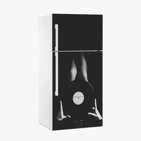 Adesivo per frigorifero sensualità sonora in bianco e nero • Wallissimo®