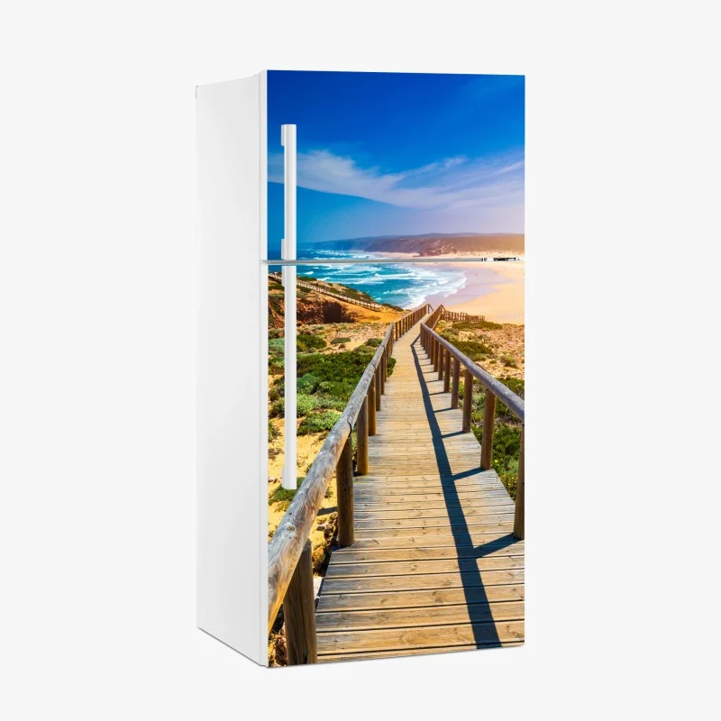 Adesivo per frigorifero passerella verso il mare di Praia da Bordeira