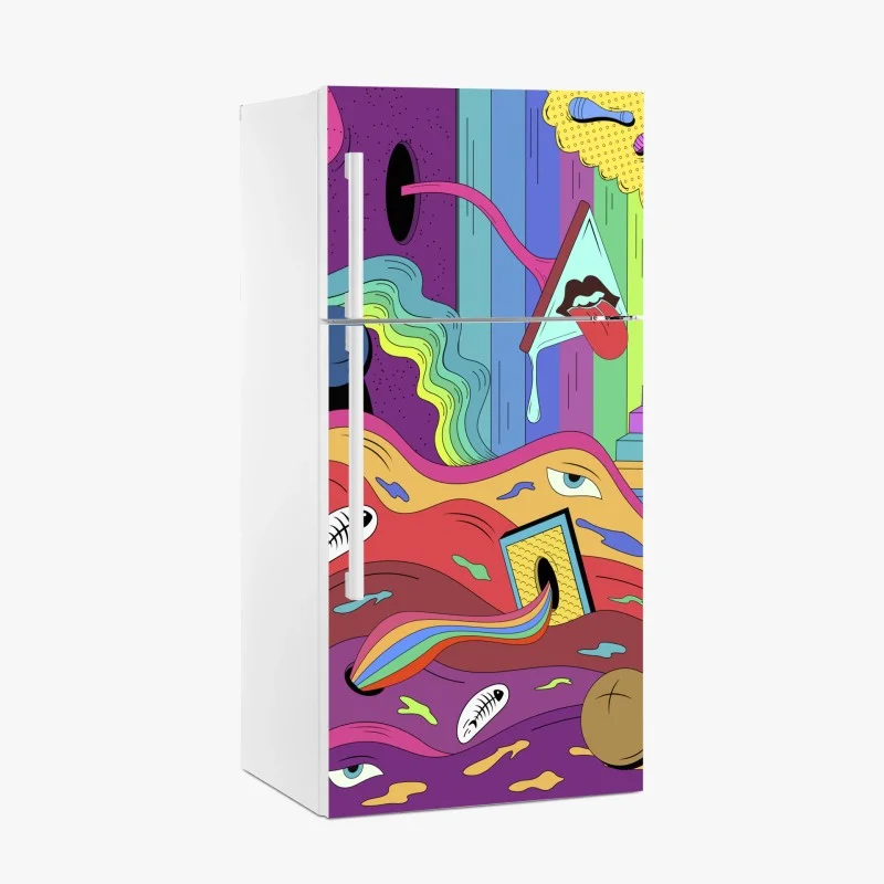 Adesivo per frigorifero sogno psichedelico caleidoscopico