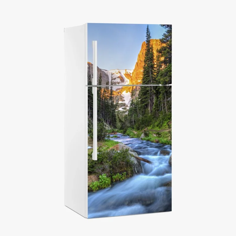 Adesivo per frigorifero panorama alpino al crepuscolo