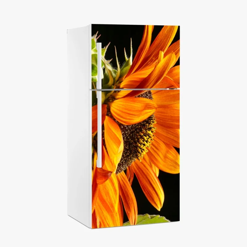Adesivo per frigorifero girasole arancione in primo piano