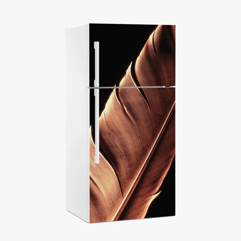 Adesivo per frigorifero dettaglio di piuma in bianco e nero