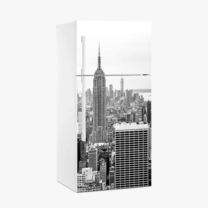 Adesivo per frigorifero skyline iconico di New York in bianco e nero