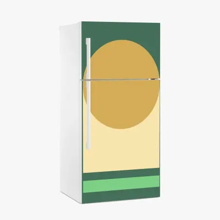 Adesivo per frigorifero composizione geometrica ocra e verde • Wallissimo®