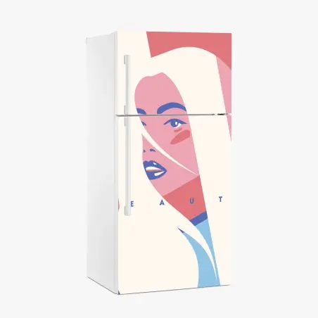 Adesivo per frigorifero ritratto femminile pop dai toni pastello • Wallissimo®