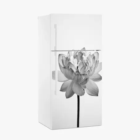 Adesivo per frigorifero fioritura di loto in bianco e nero • Wallissimo®