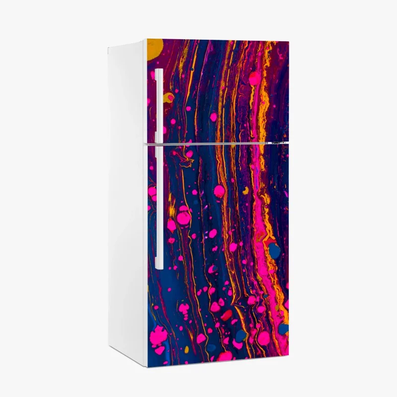 Adesivo per frigorifero marmo psichedelico fucsia su blu profondo
